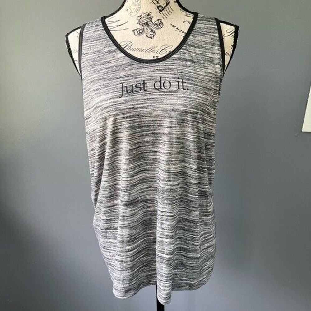 Nike Dry-Fit Just Do It gray and black tank top w/ back tie Detail